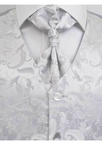 Hochzeitsweste verspieltes Paisleymotiv Silber / Grau Lorenzo Guerni