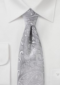 Krawatte elegantes Paisleymotiv silber
