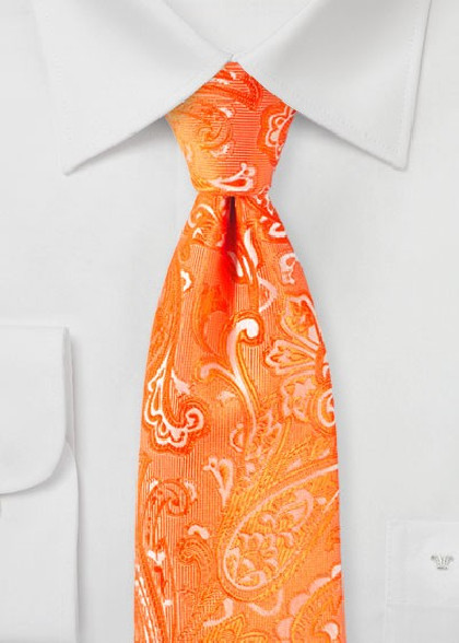 Krawatte elegantes Paisleymotiv kupfer