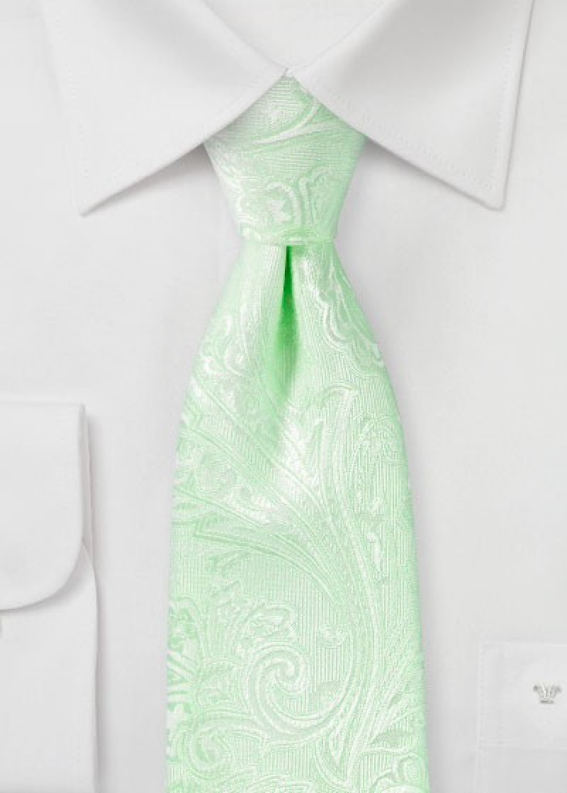 Businesskrawatte gediegenes Paisley hellgrün