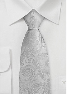 Businesskrawatte elegantes Paisley-Muster perlweiß