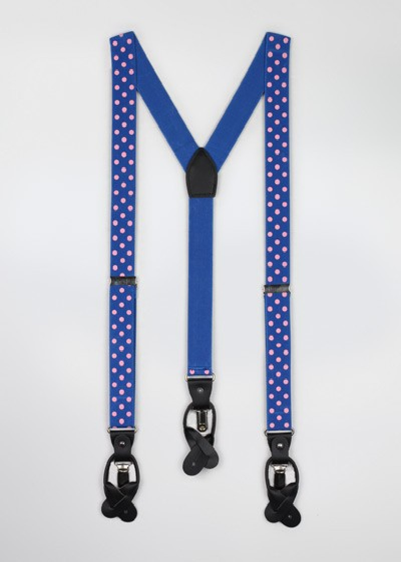 Hosenträger elastisch blau rosa Punkte