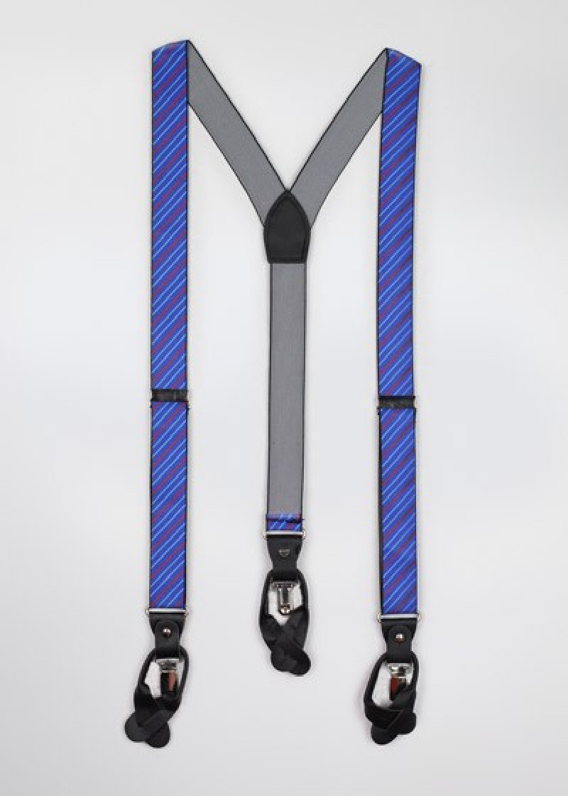Hosenträger elastisch blau rot gestreift
