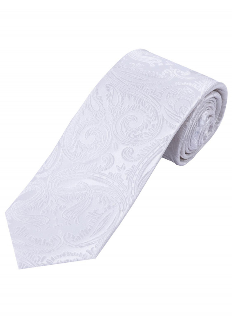 Besonders schmale Krawatte Paisley schneeweiß