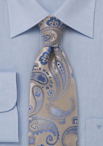 Krawatte Paisleymuster creme hellblau