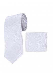 Set Krawatte und Tuch perlweiß Paisley-Motiv