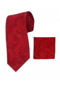 Set Krawatte und Tuch rot Paisleymuster monochrom
