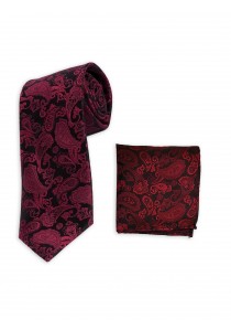Krawatte und Kavaliertuch Set rot schwarz