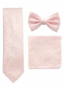 Herrenschleife, Krawatte und Einstecktuch im Set blush