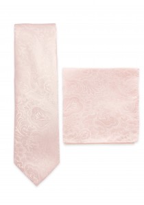 Set Krawatte und Stecktuch Paisley-Motiv blush-rosa