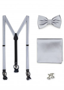 Set: Hosenträger, Herrenschleife, Ziertuch und