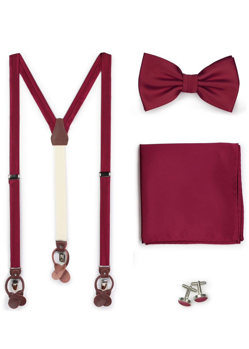 Set: Hosenträger, Schleife, Einstecktuch und