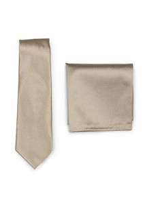 Set Krawatte Einstecktuch sand strukturiert