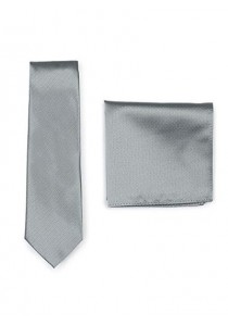 Set Krawatte Ziertuch hellgrau Struktur