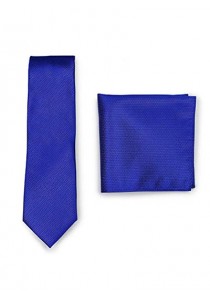 Set Krawatte Kavaliertuch royalblau strukturiert