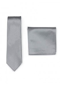 Set Krawatte Ziertuch grau strukturiert
