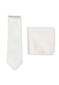 Set Krawatte Einstecktuch elfenbein Struktur