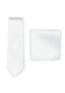 Set Krawatte Kavaliertuch weiß strukturiert