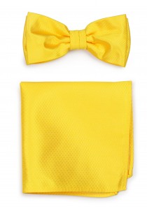 Herrenschleife mit Einstecktuch strukturiert gelb