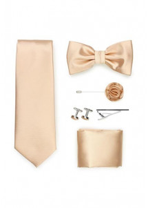 Geschenk-Set Businesskrawatte Herrenfliege Tuch und mehr in beige
