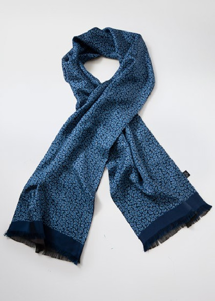Doubleface-Herrenschal Paisley-Motiv dunkelblau