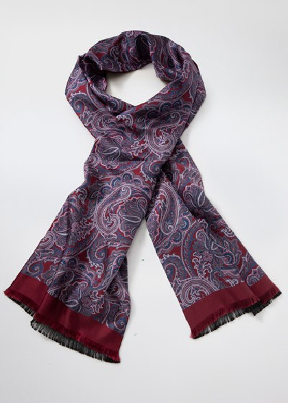 Doubleface-Krawattenschal Paisley-Muster weinrot