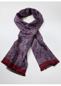 Doubleface-Seidenschal Paisleymuster bordeaux