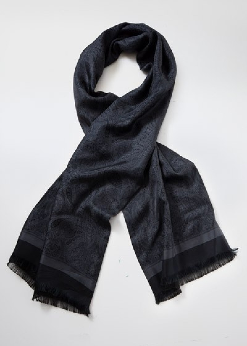 Doubleface-Herrenschal Paisley-Muster dunkelgrau