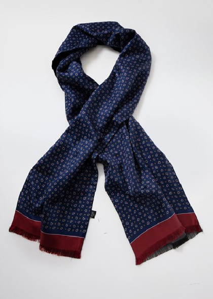 Doubleface-Krawattenschal Paisley-Muster marineblau