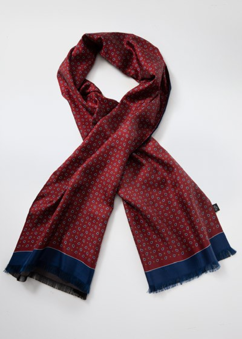 Doubleface-Seidenschal Paisleymuster bordeauxrot