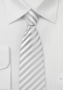 Gestreifte Schmale Krawatte in silber/weiß