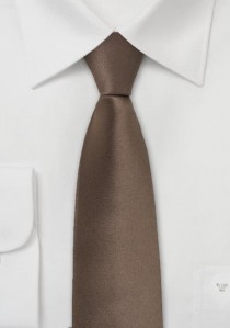 Unifarbene Schmale Krawatte in kaffeebraun