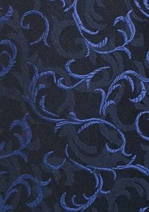 Krawatte Ranken-Dessin Schwarz Blau