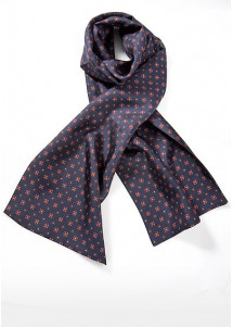 Seidenschal Ornamente navyblau doubleface