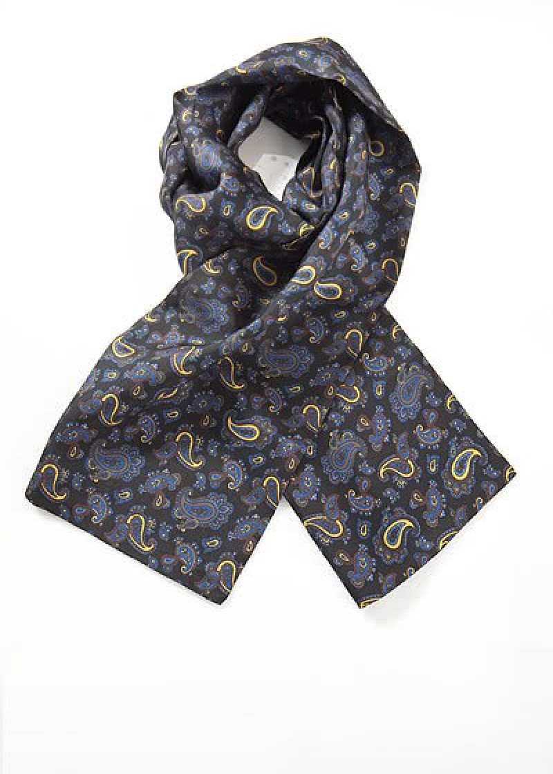 Doubleface-Schal Paisley-Muster tiefschwarz