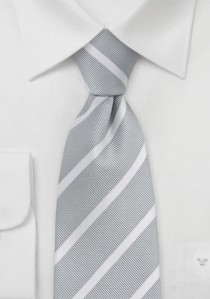 Krawatte Streifendesign fein hellgrau schneeweiß