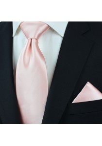 Krawatte und Einstecktuch im Set - hellrosa