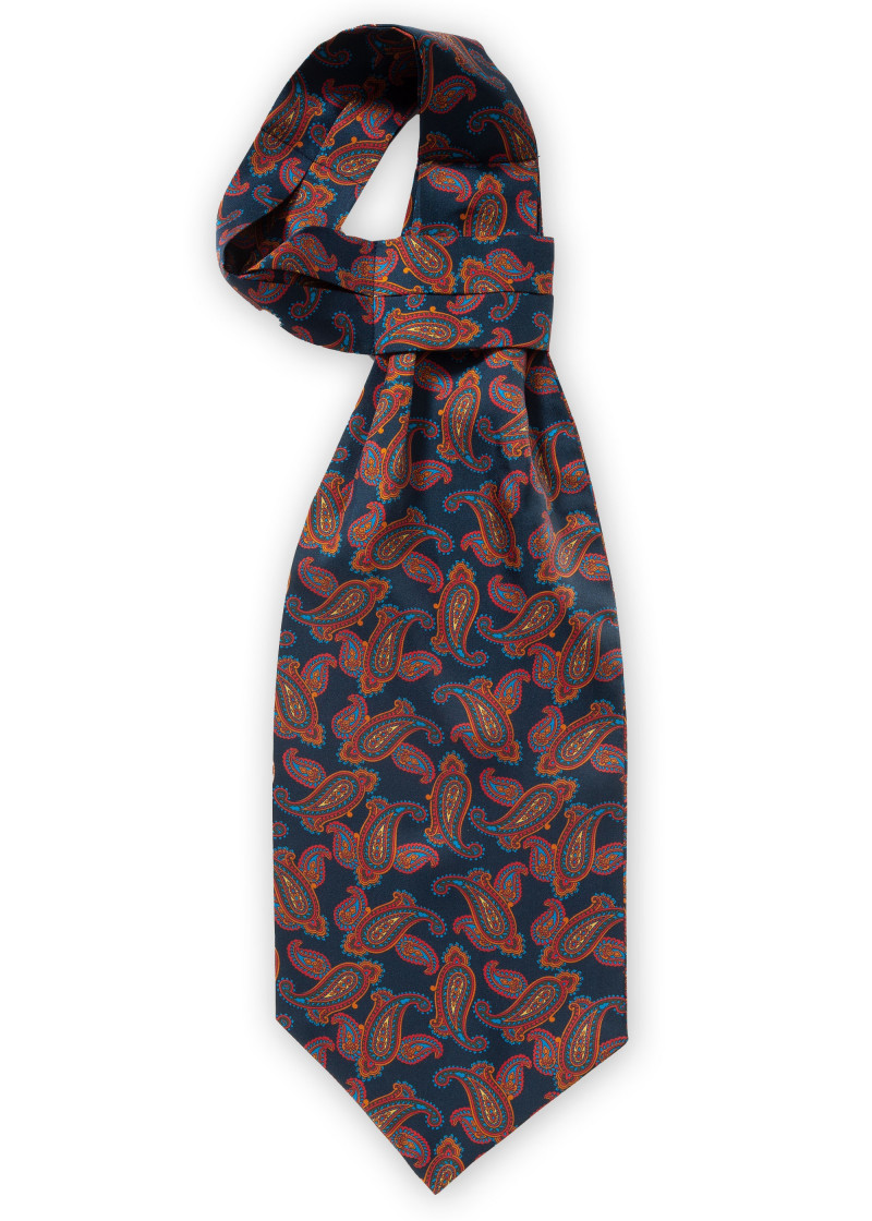 Plastron lebensfrohes Paisley-Muster dunkelblau