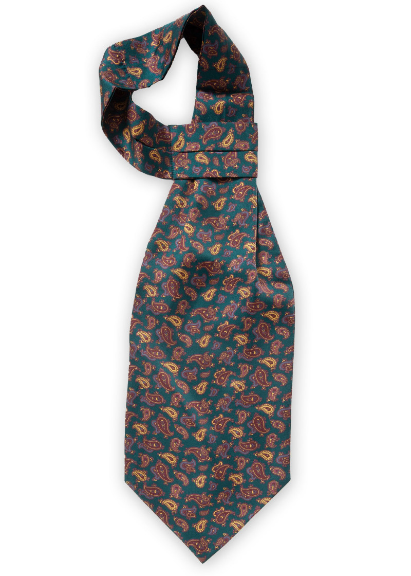 Plastron lebensfrohes Paisley-Motiv blaugrün