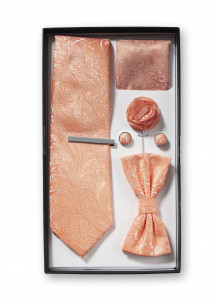 Geschenkbox Paisleymotiv apricot mit Krawatte,
