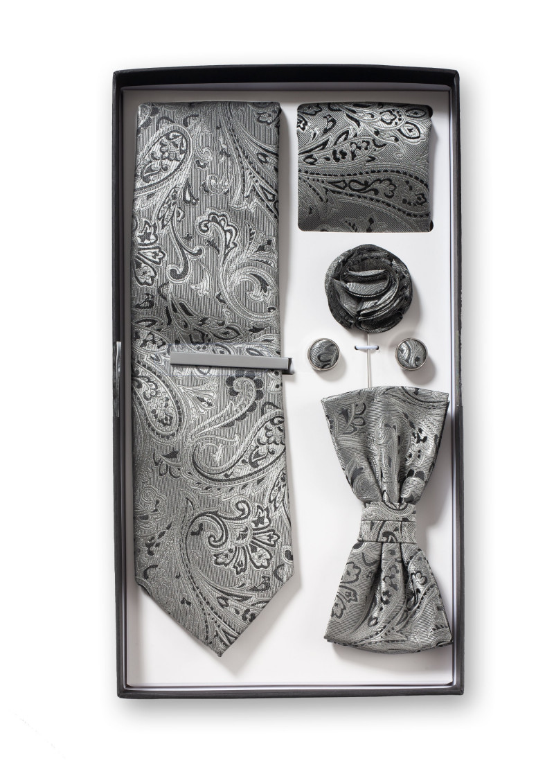 Geschenkbox Paisleymuster silber mit