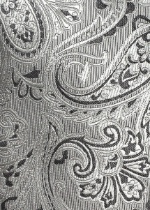 Krawatte, Fliege, Einstecktuch, Accessoires, elegantes Paisley-Motiv Silber Schwarz Detailansicht