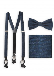 Set: Schleife, Kavaliertuch und Hosenträger in