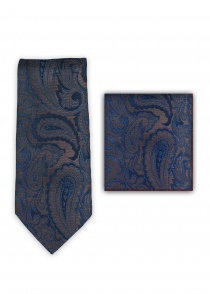 Set Krawatte Tuch Paisley-Muster dunkelbraun