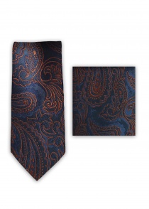 Set Krawatte Tuch Paisley-Muster marineblau