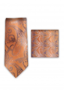 Set Krawatte Tuch Paisley orange