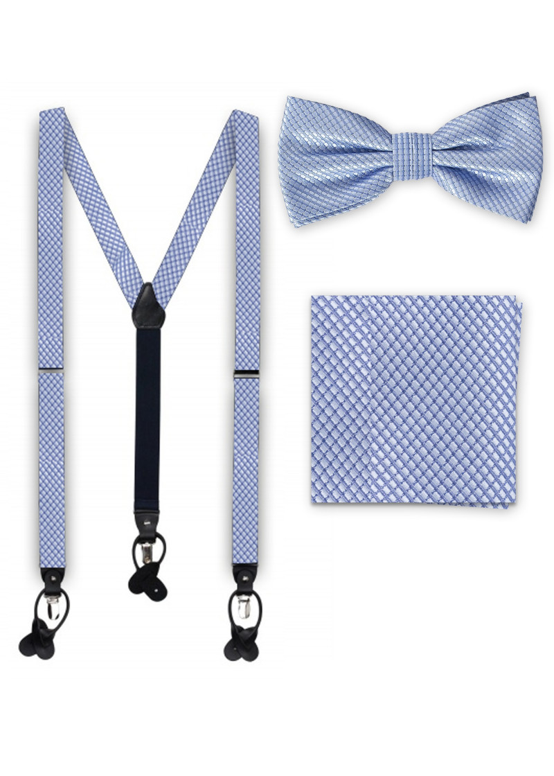 Set Hosenträger Herrenfliege Tuch eisblau