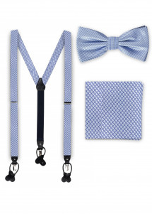 Set Hosenträger Herrenfliege Tuch eisblau