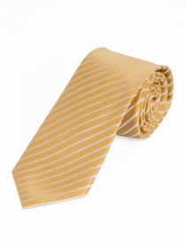 Sevenfold-Krawatte dünne Streifen gelb perlweiß