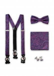 Hosenträger-Set mit Paisley Muster (violett /